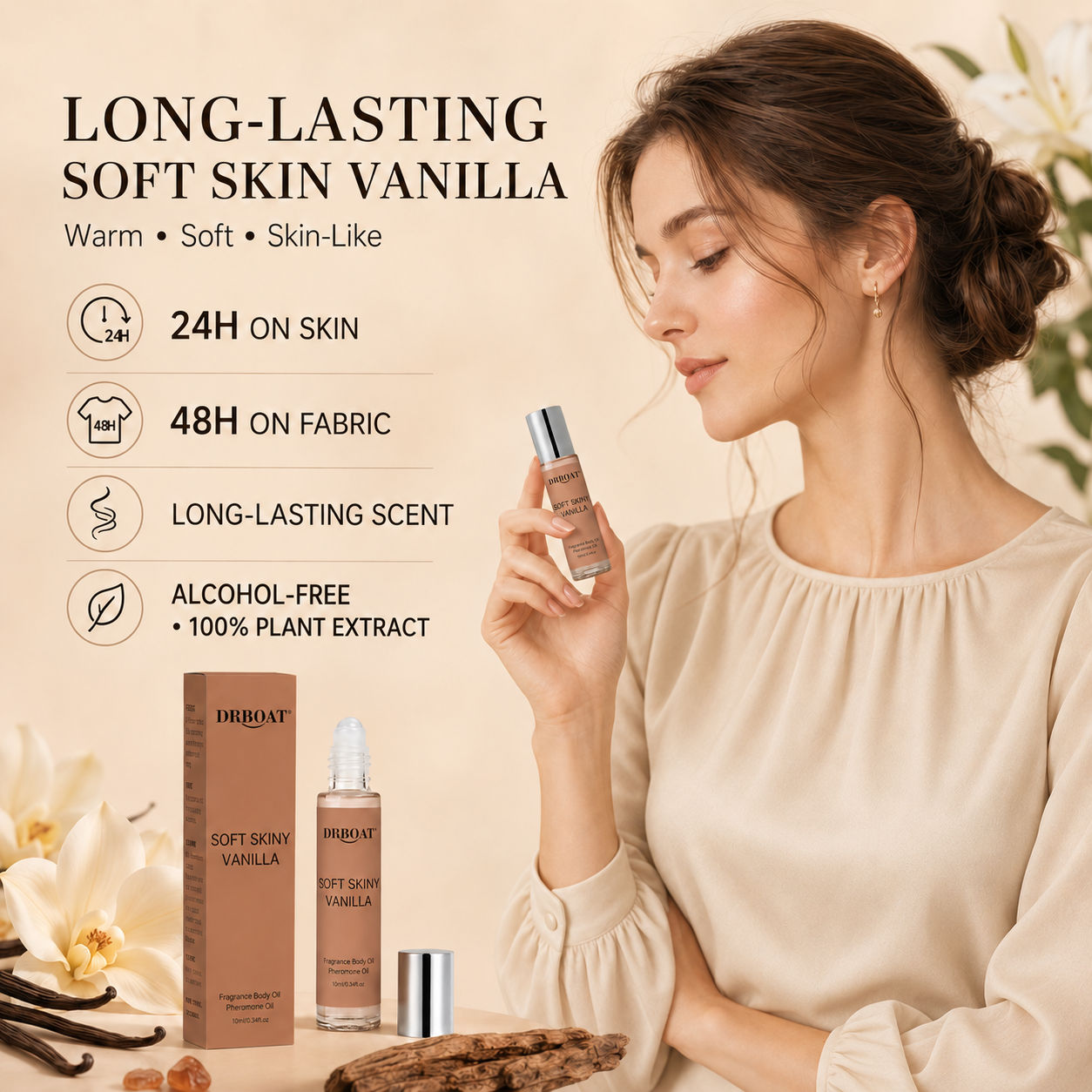 Perfume Fragrance Oil - Vrouwen Roll-On Geurolie, Zachte Huid Vanille